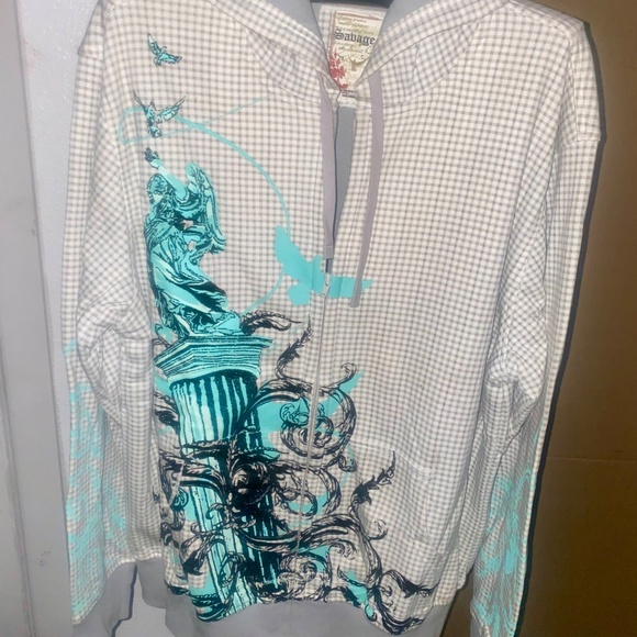 Savage Vintage Embellished Hoodie Sz XL - Picture 5 of 10